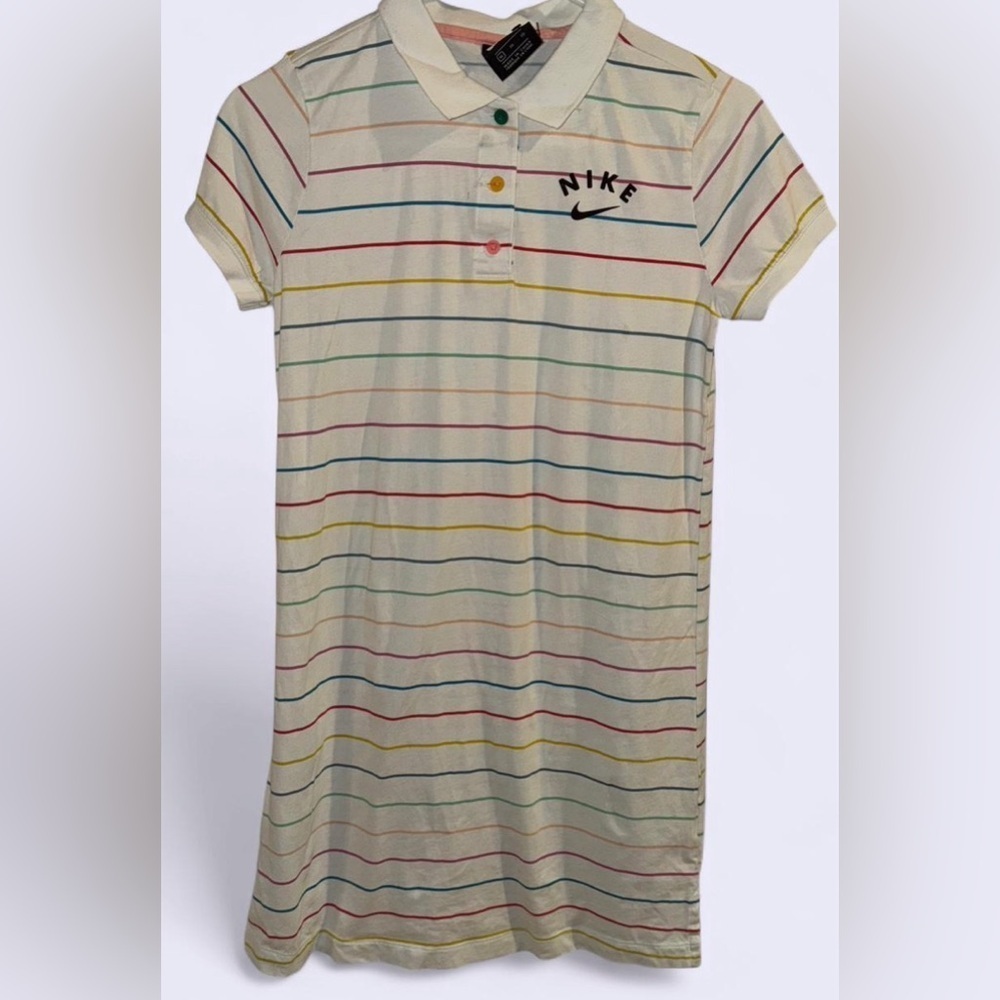 Nike Kids Cream Dress with Colorful Stripes
